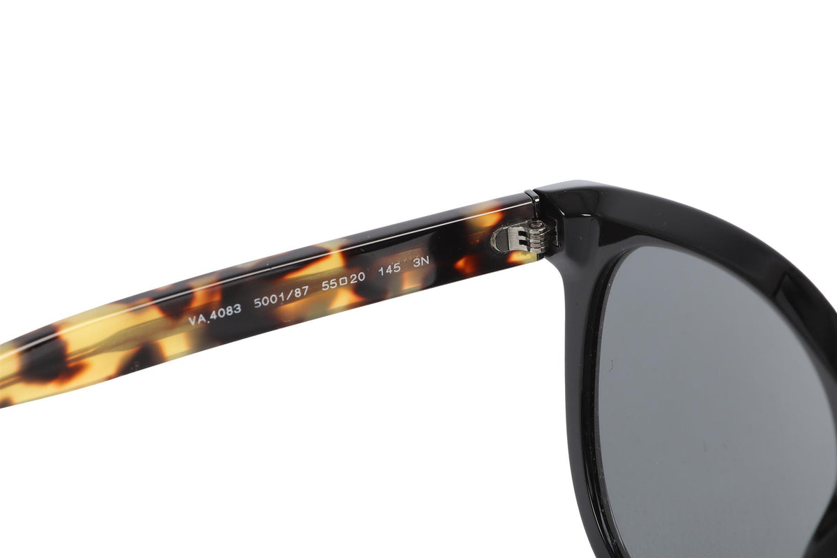 VALENTINO BLACK ROUND FRAME ACETATE SUNGLASSES
