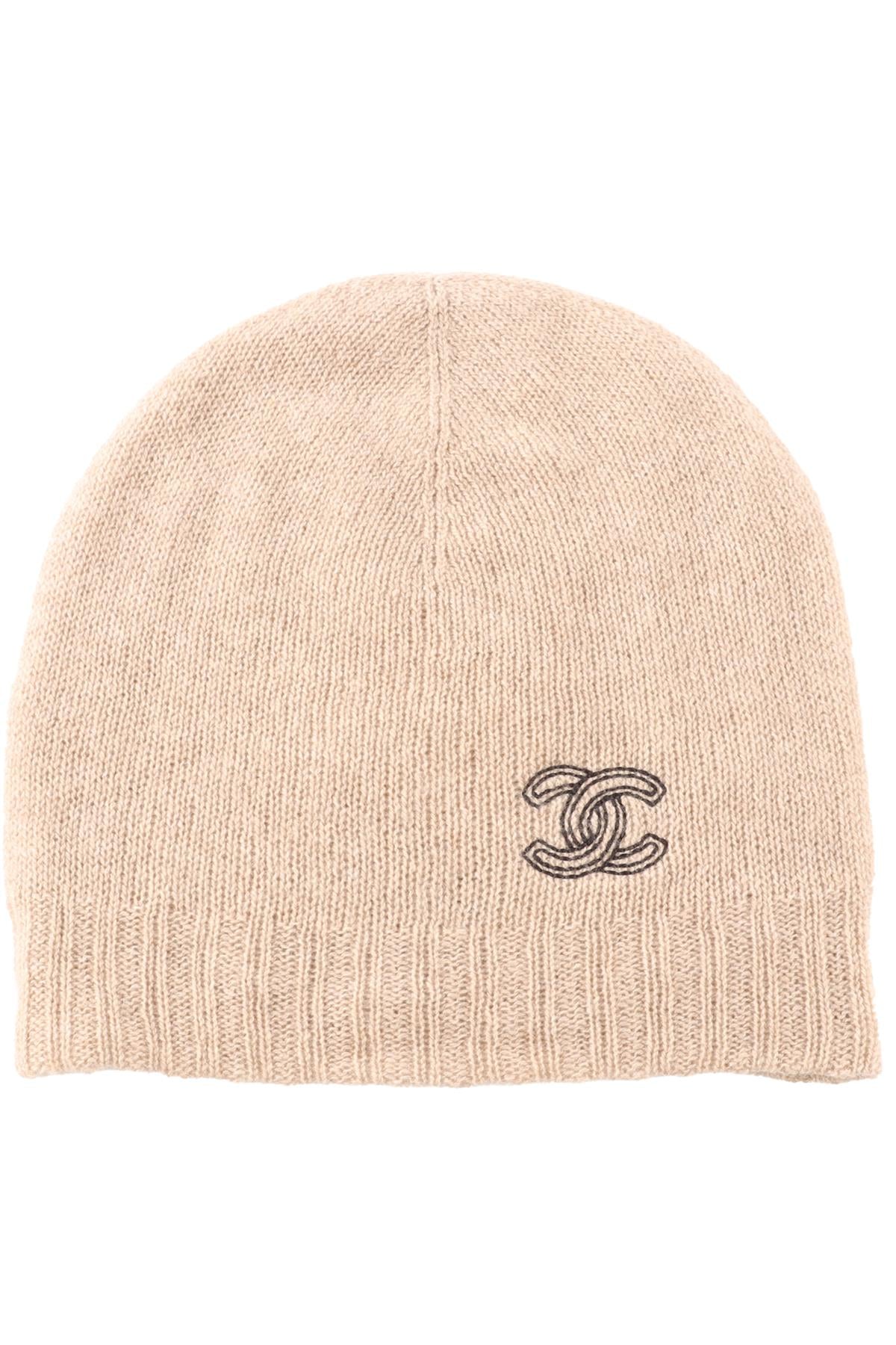 CHANEL BEIGE 2025 CC CASHMERE BEANIE ONE SIZE