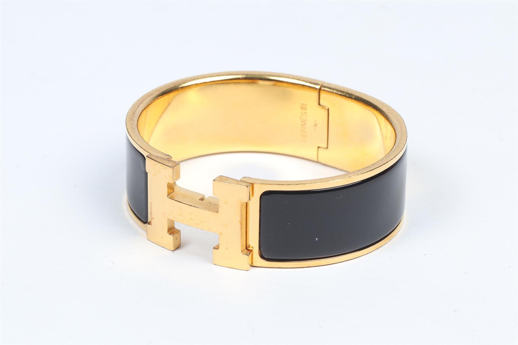 HERMÈS BLACK 2010 CLIC CLAC H 20 MM ENAMEL BRACELET 16 CM