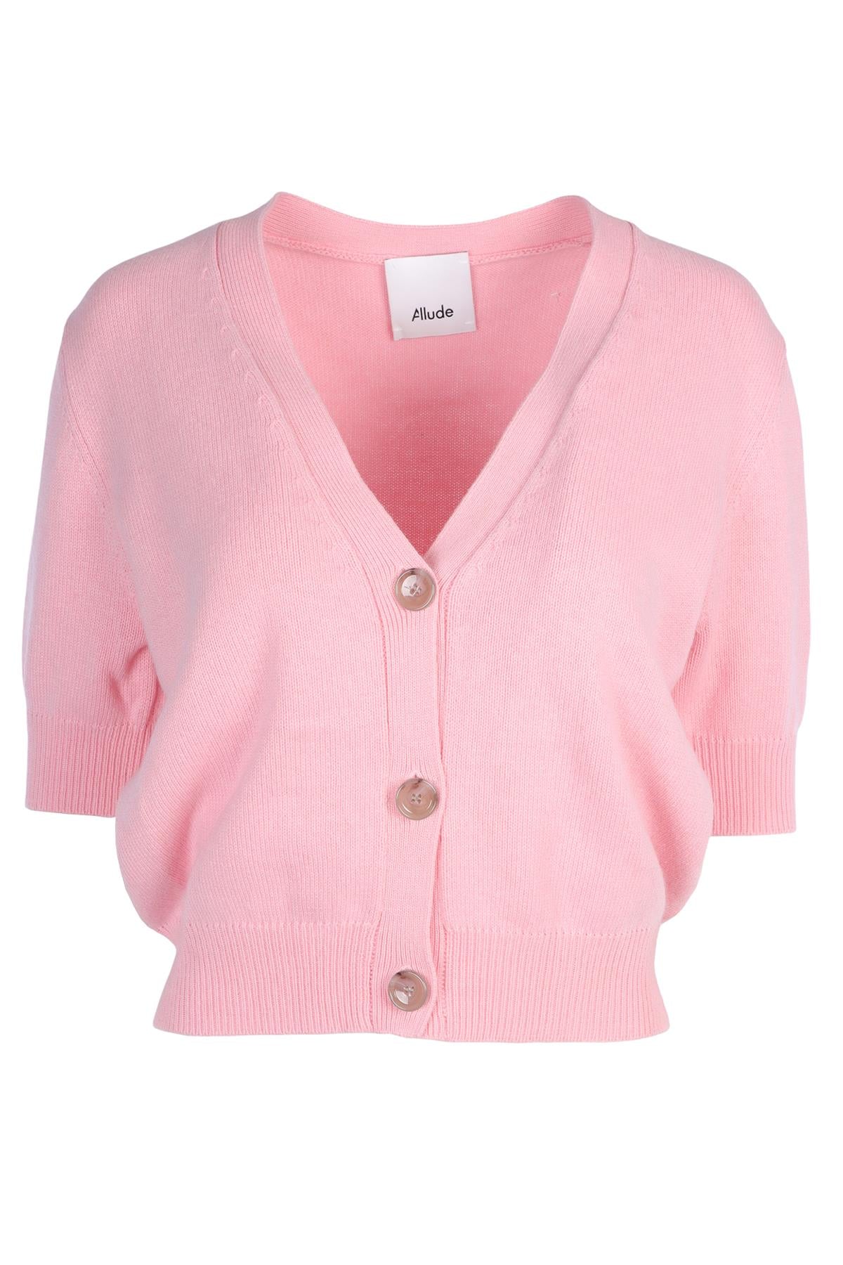 ALLUDE PINK COTTON CARDIGAN LARGE