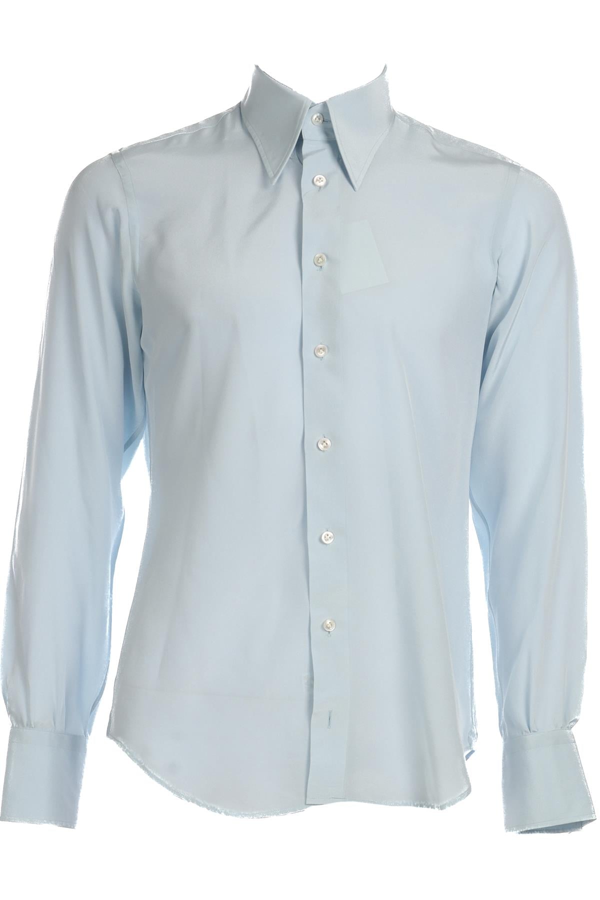 EDWARD SEXTON BLUE MENS SILK SHIRT MEDIUM