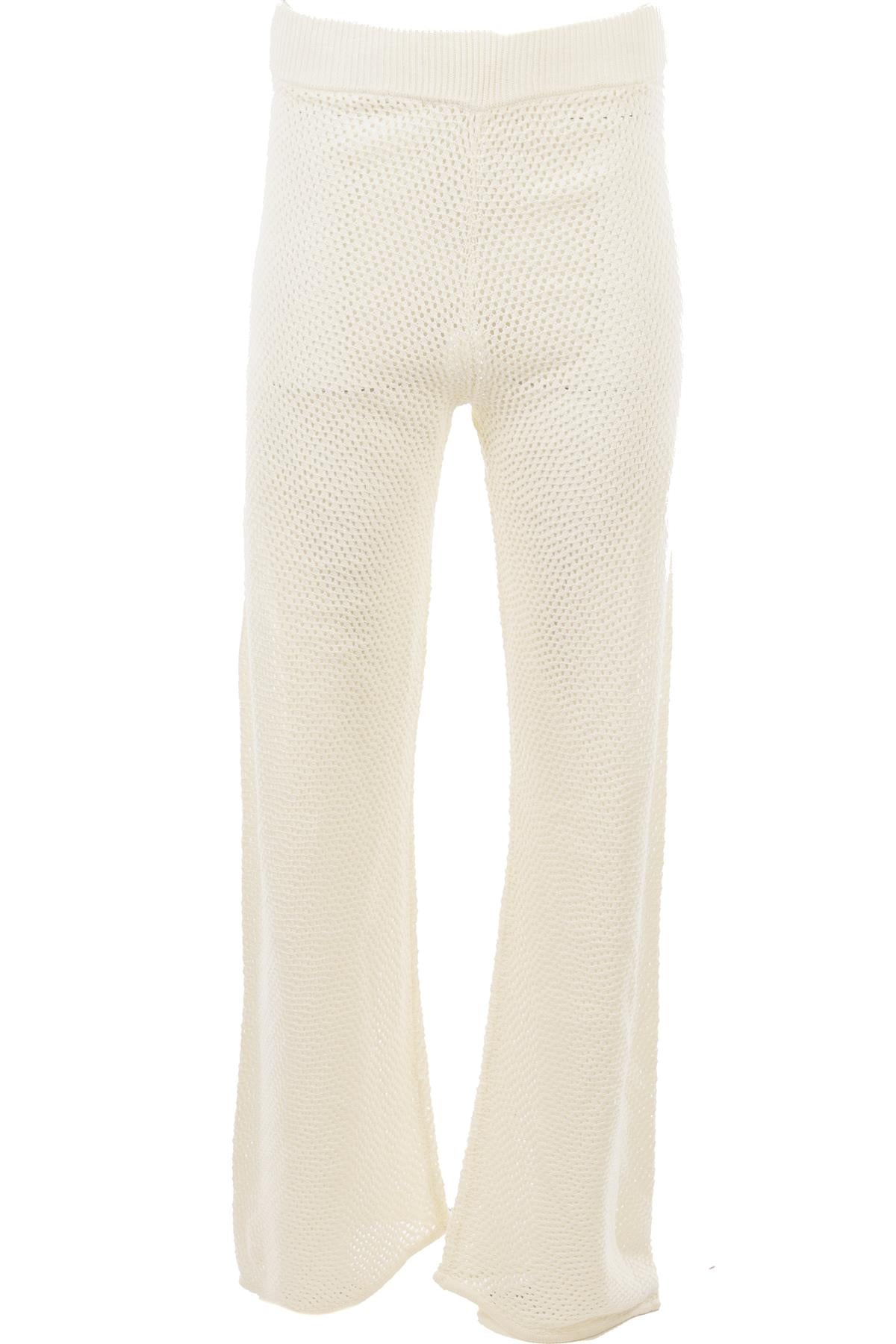 THE BANK IVORY CROCHET FLARED PANTS LARGE