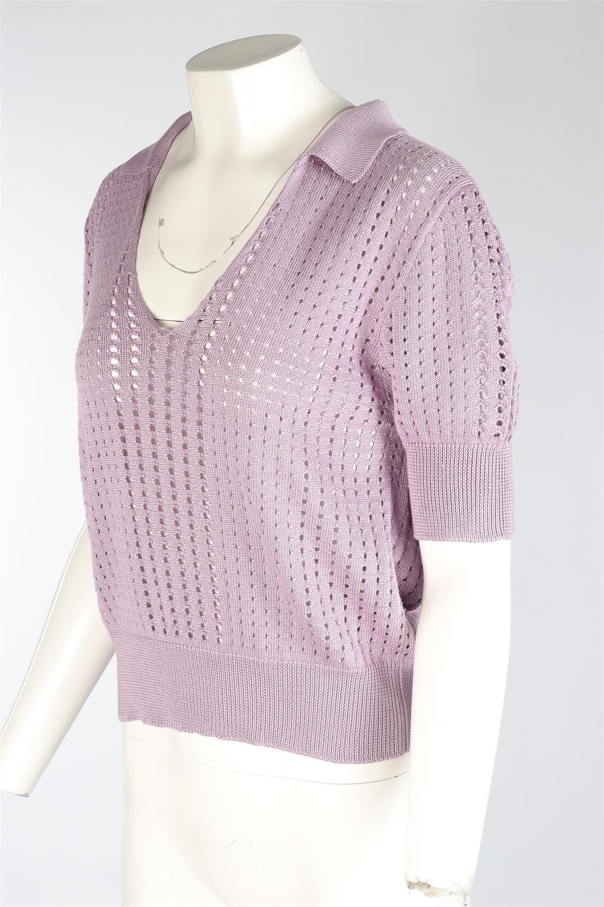 BOTTEGA VENETA PURPLE SILK POLO TOP IT 46 UK 14