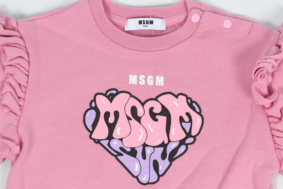 MSGM PINK KIDS GIRLS COTTON SWEATSHIRT 36 MONTHS