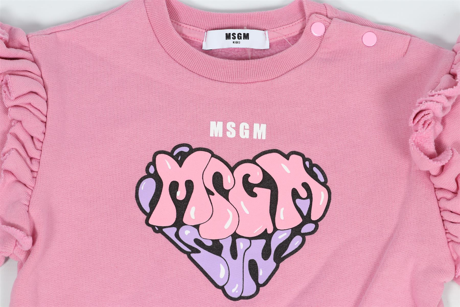 MSGM PINK KIDS GIRLS COTTON SWEATSHIRT 36 MONTHS