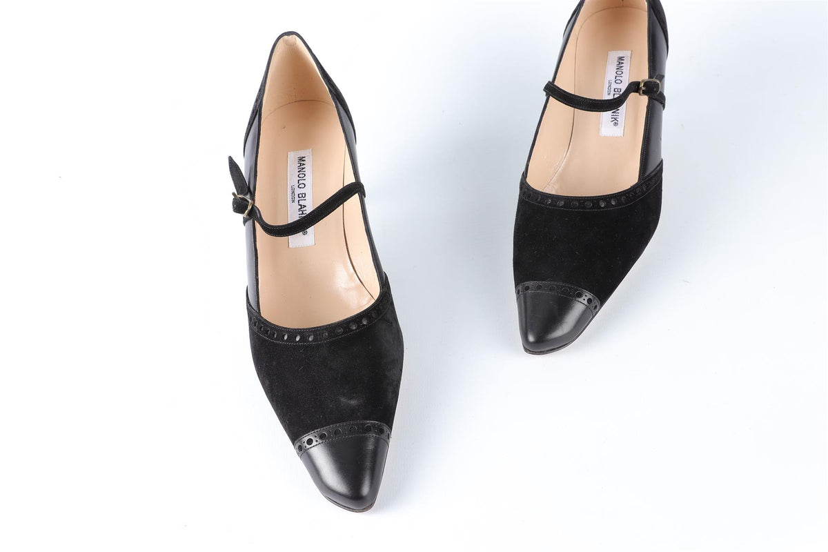 MANOLO BLAHNIK BLACK SUEDE PUMPS EU 38 UK 5 US 8