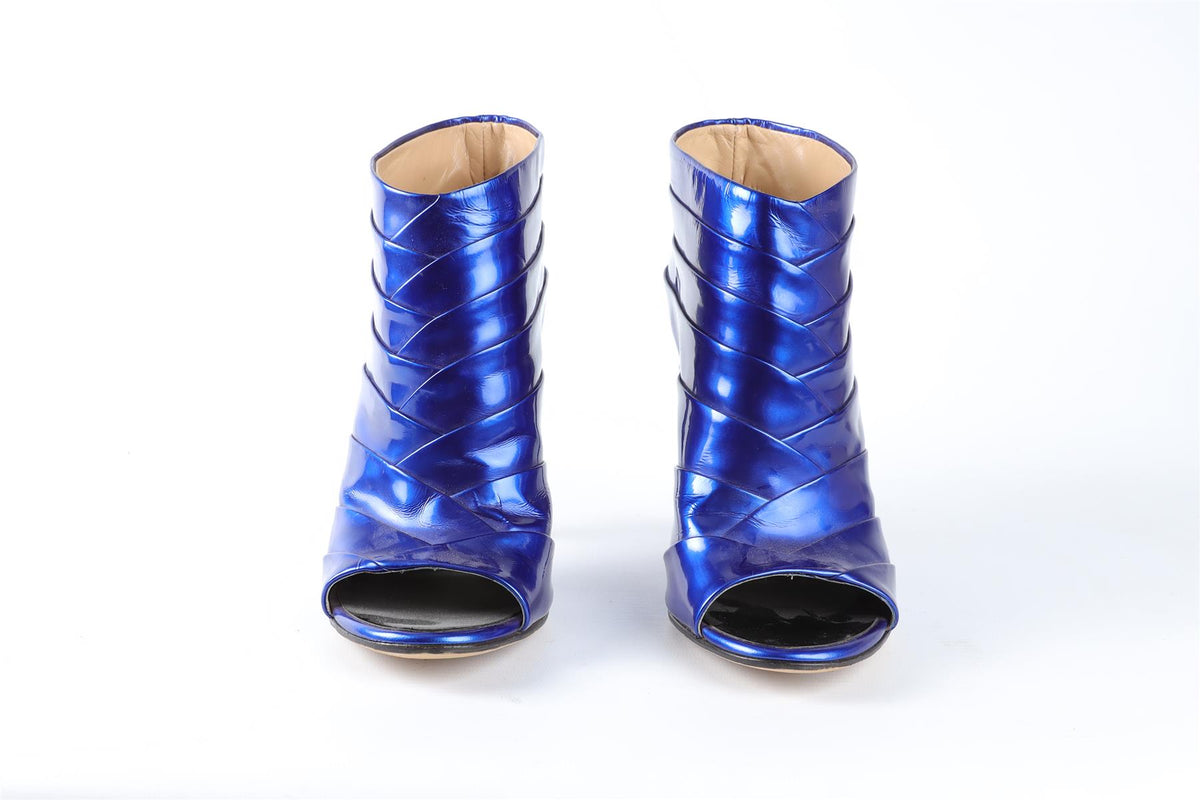 GIUSEPPE ZANOTTI BLUE LEATHER ANKLE BOOTS EU 38.5 UK 5.5 US 8.5