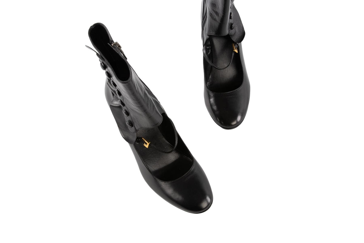 PRADA BLACK 2008 LEATHER ANKLE BOOTS EU 38 UK 5 US 8