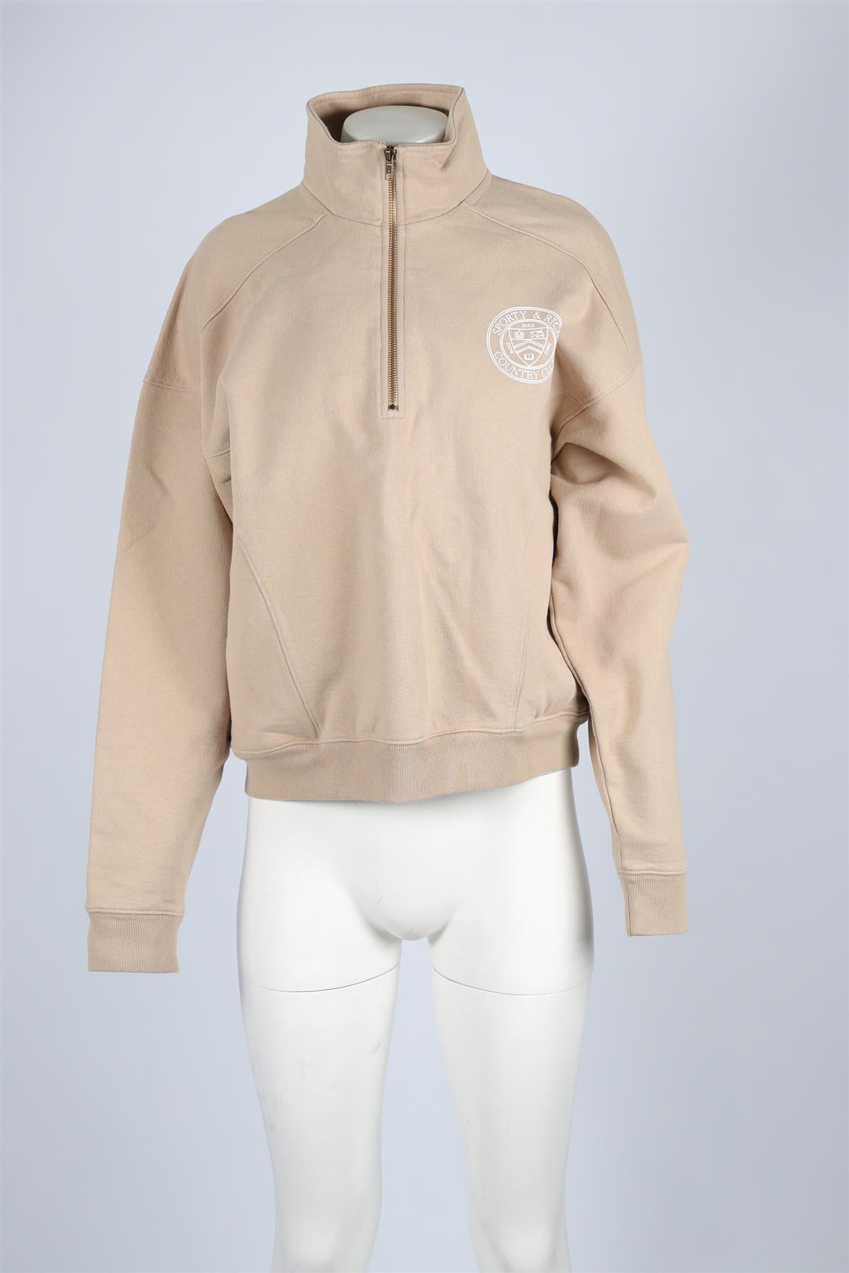 SPORTY & RICH BEIGE COTTON SWEATSHIRT MEDIUM