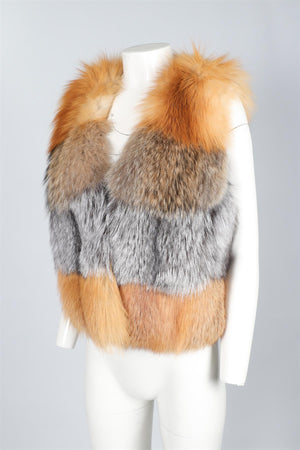 MICHAEL MICHAEL KORS TAN FOX FUR GILET SMALL