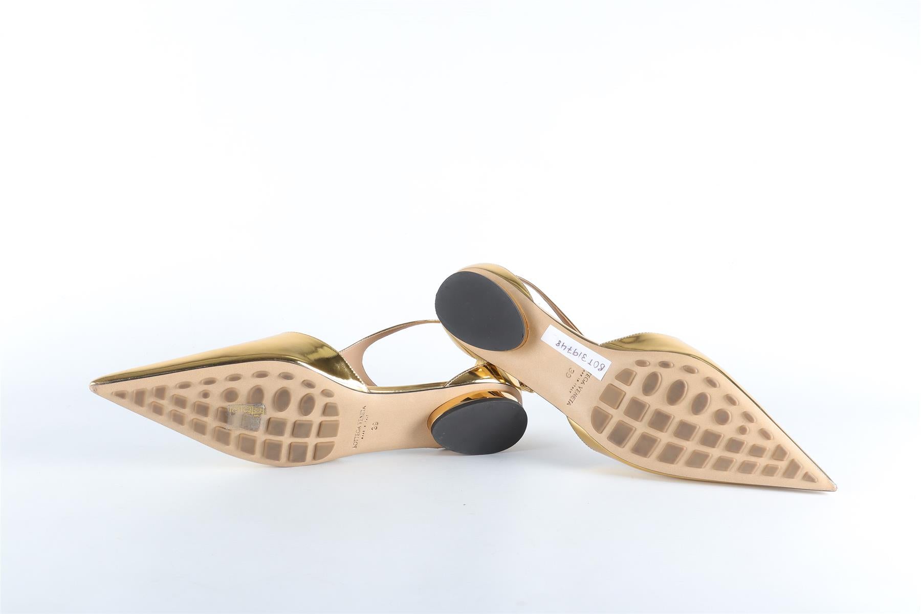 BOTTEGA VENETA GOLD LEATHER BALLET FLATS EU 39 UK 6 US 9