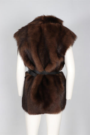 PRADA BROWN SHEARLING GILET IT 40 UK 8