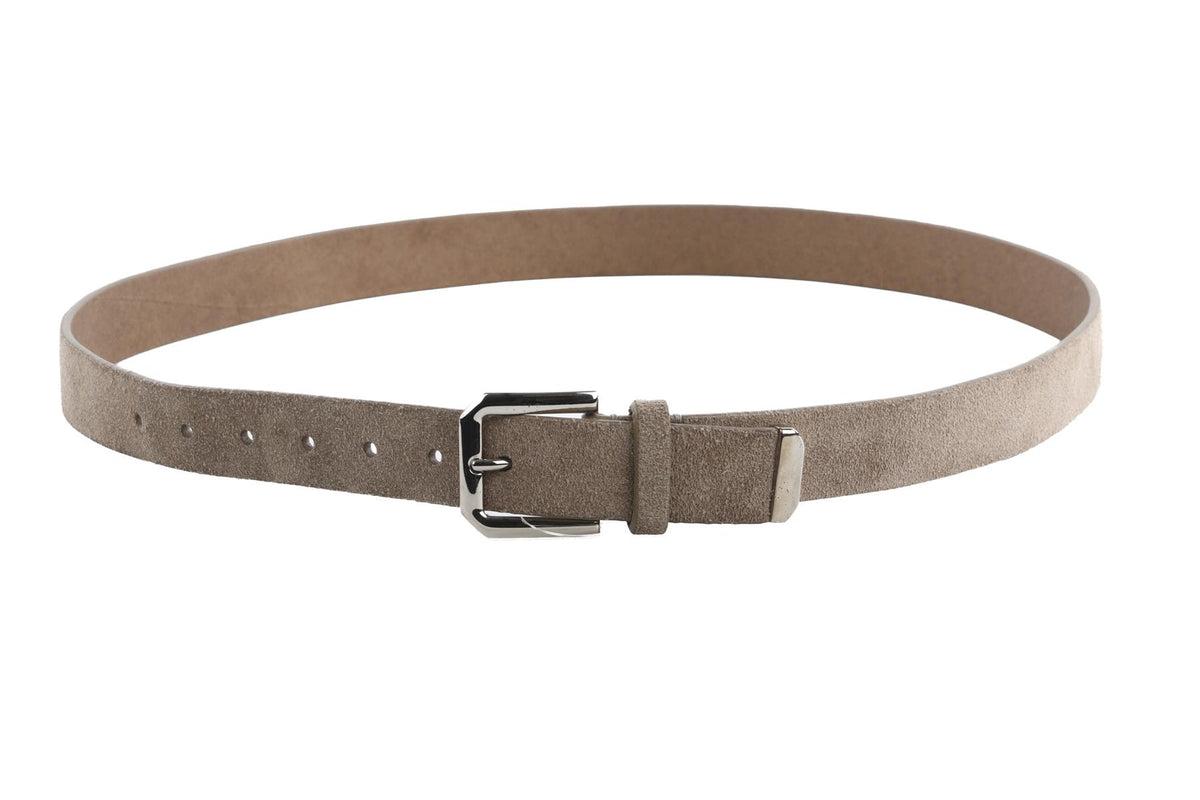 BRUNELLO CUCINELLI TAUPE MEN'S SUEDE BELT 105CM