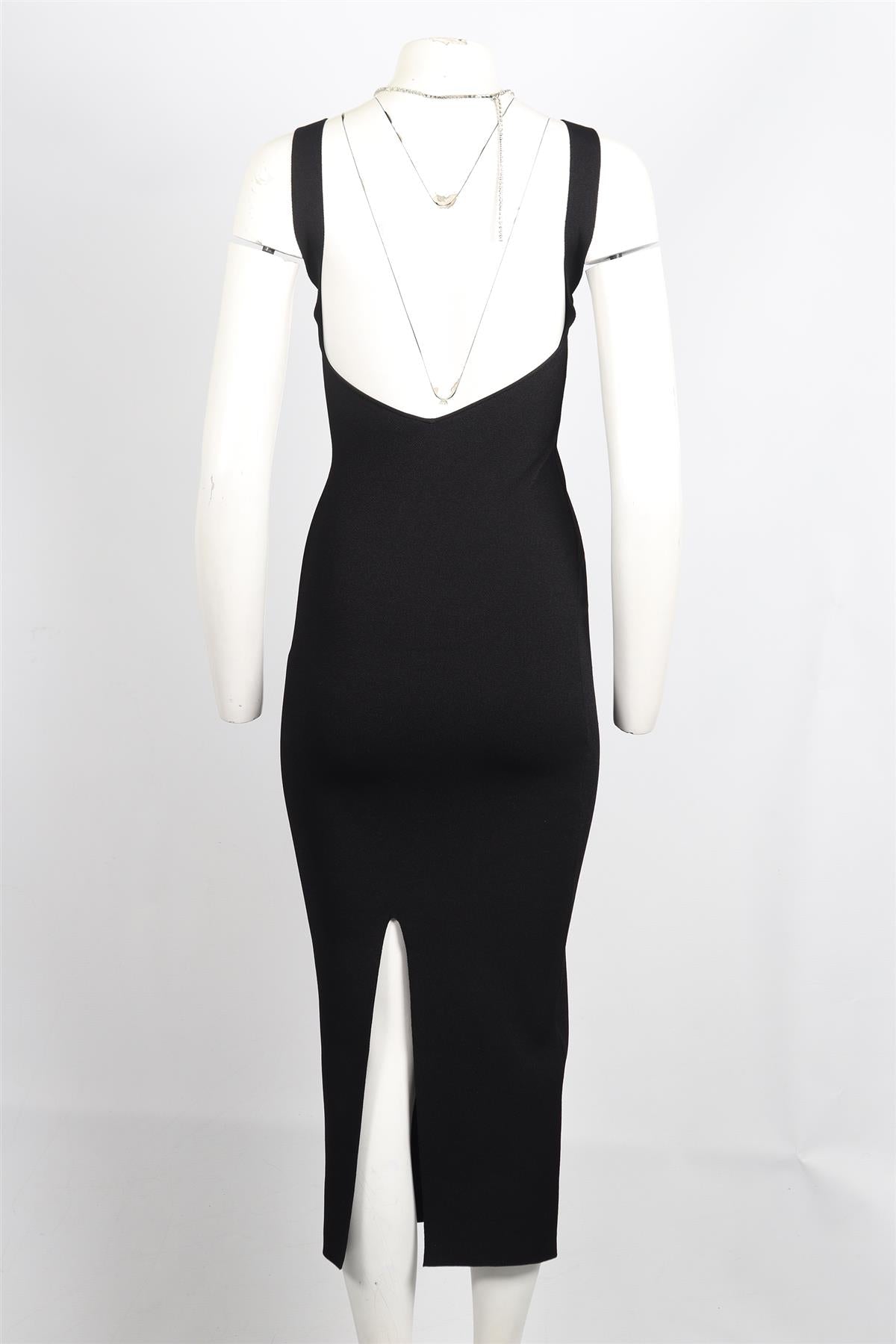 GALVAN LONDON CRYSTAL AND KNIT MIDI DRESS XSMALL