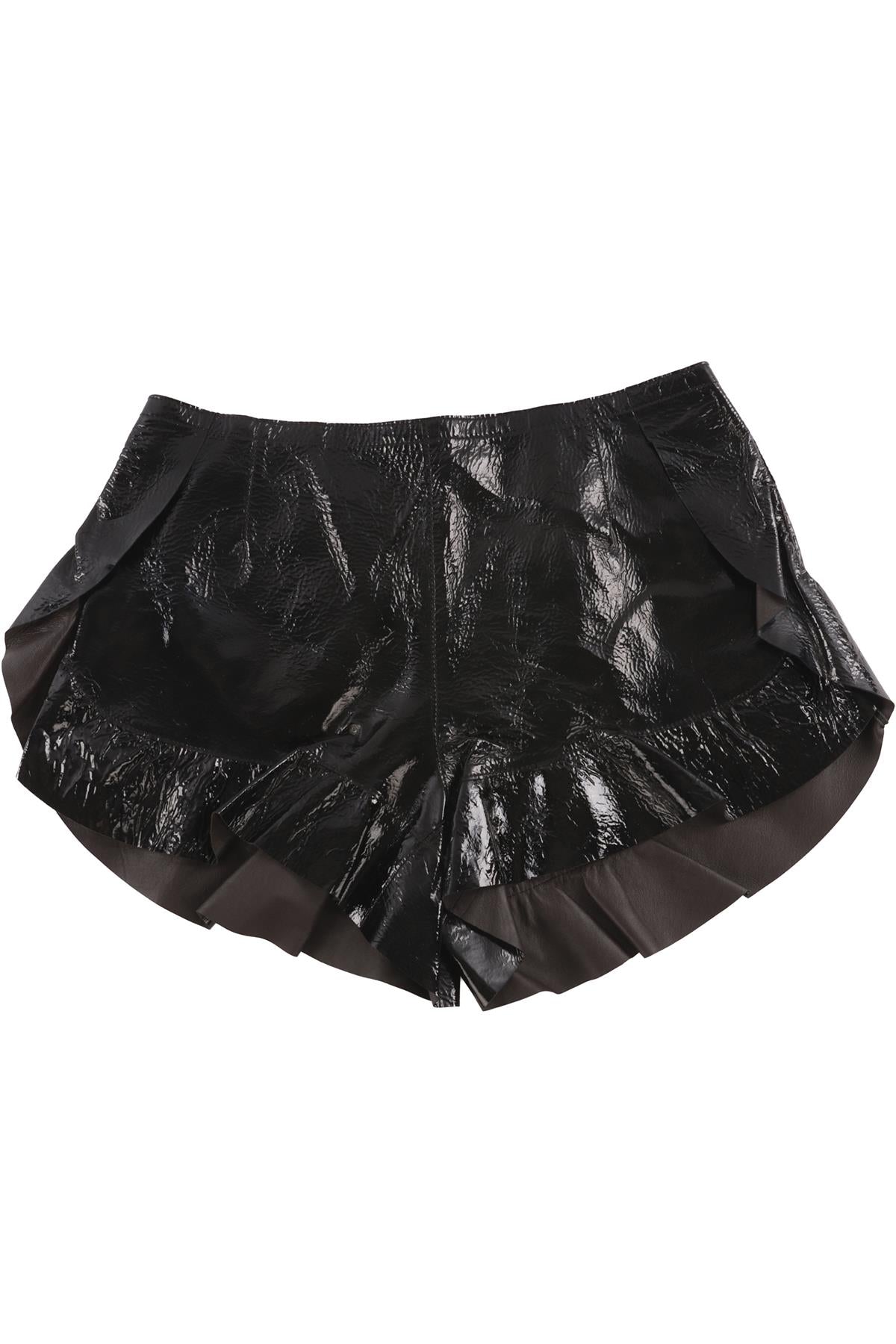 FENDI BLACK PATENT LEATHER SHORTS IT 38 UK 6