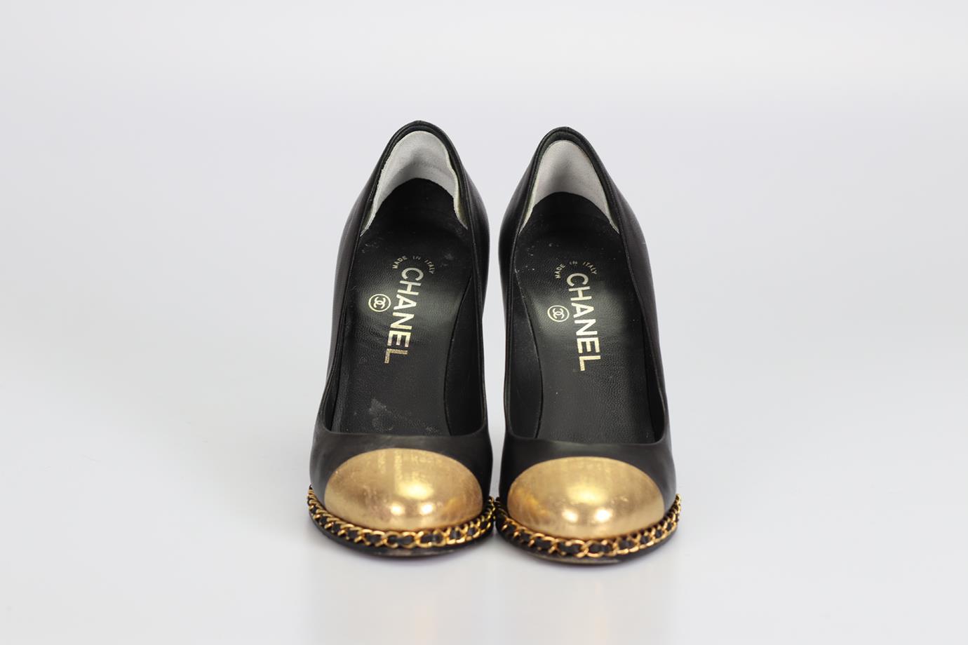 CHANEL 2013 CHAIN DETAILED LEATHER PUMPS EU 37 UK 4 US 7