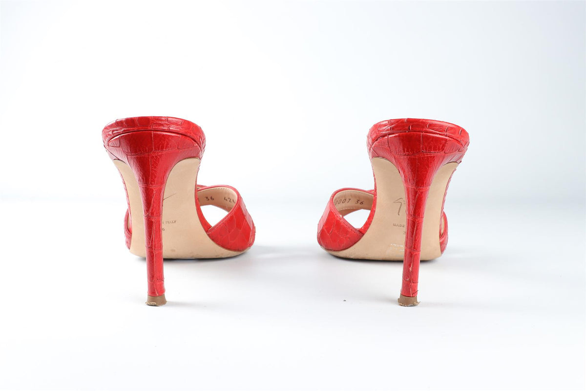 GIUSEPPE ZANOTTI RED LEATHER MULES EU 36 UK 3 US 6