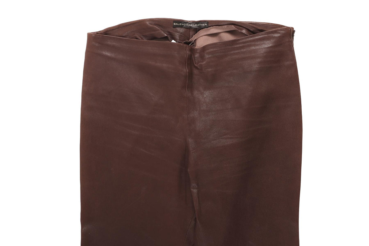 BALENCIAGA MAROON LEATHER SKINNY PANTS IT 42 UK 10