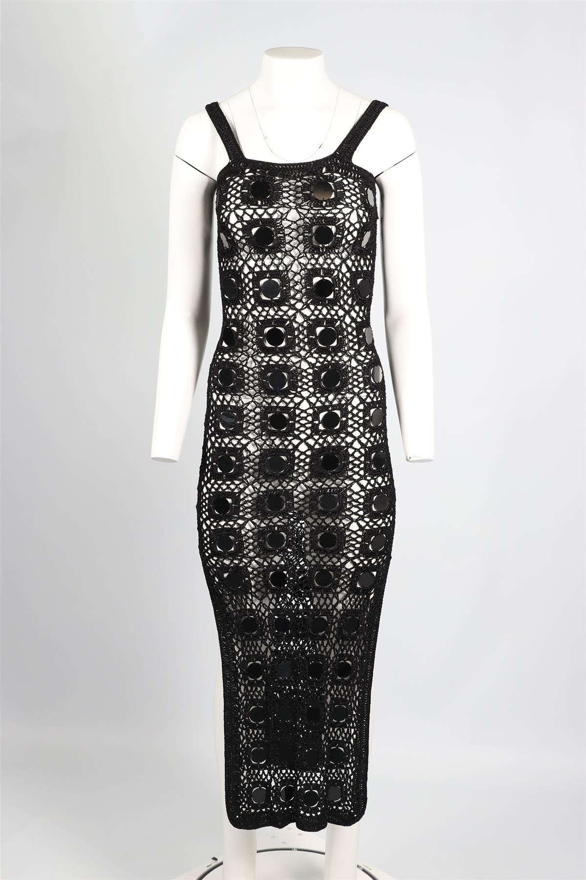 ALIX PINHO BLACK CROCHET MAXI DRESS XSMALL