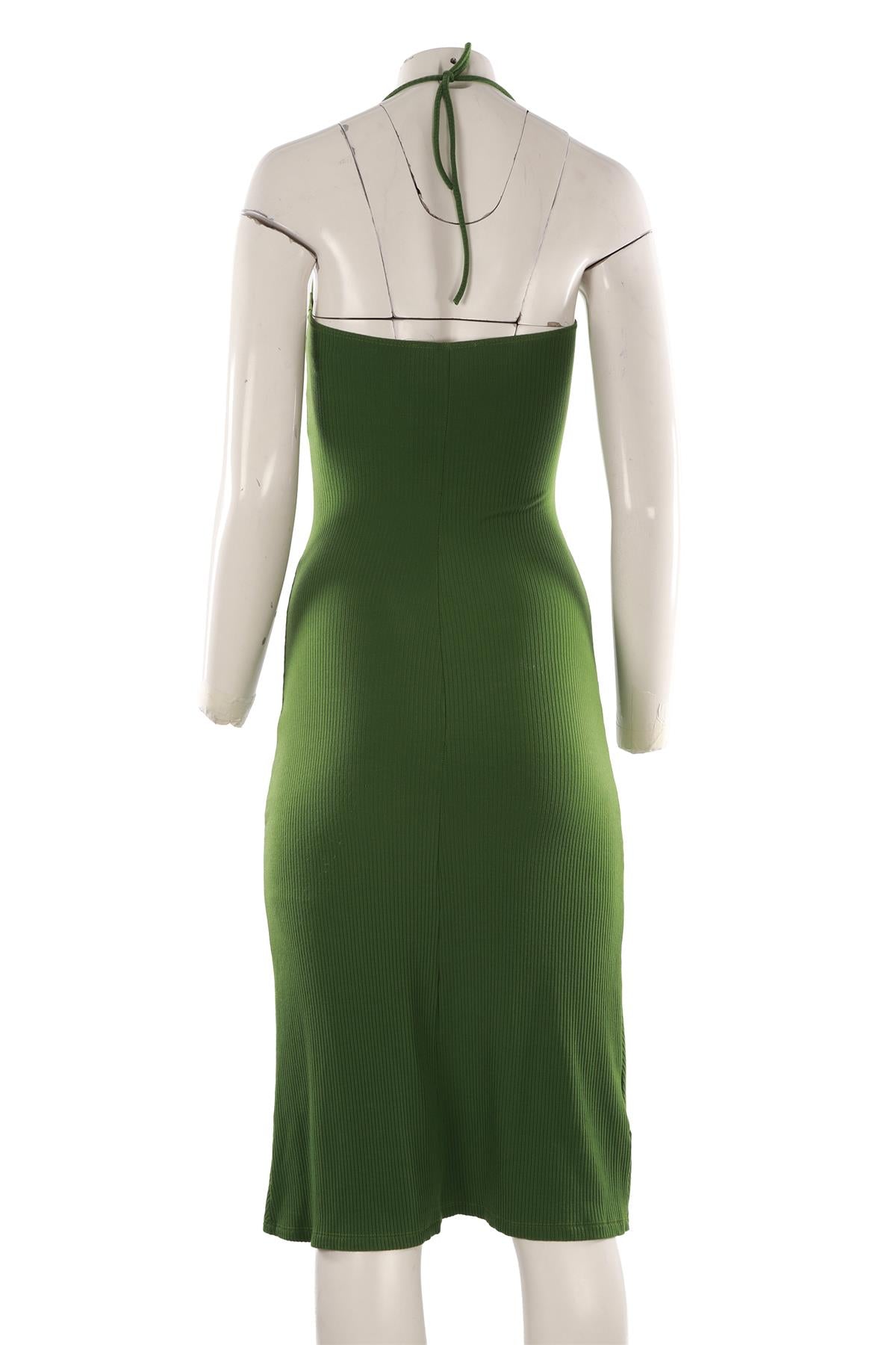 GREEN JERSEY MIDI DRESS