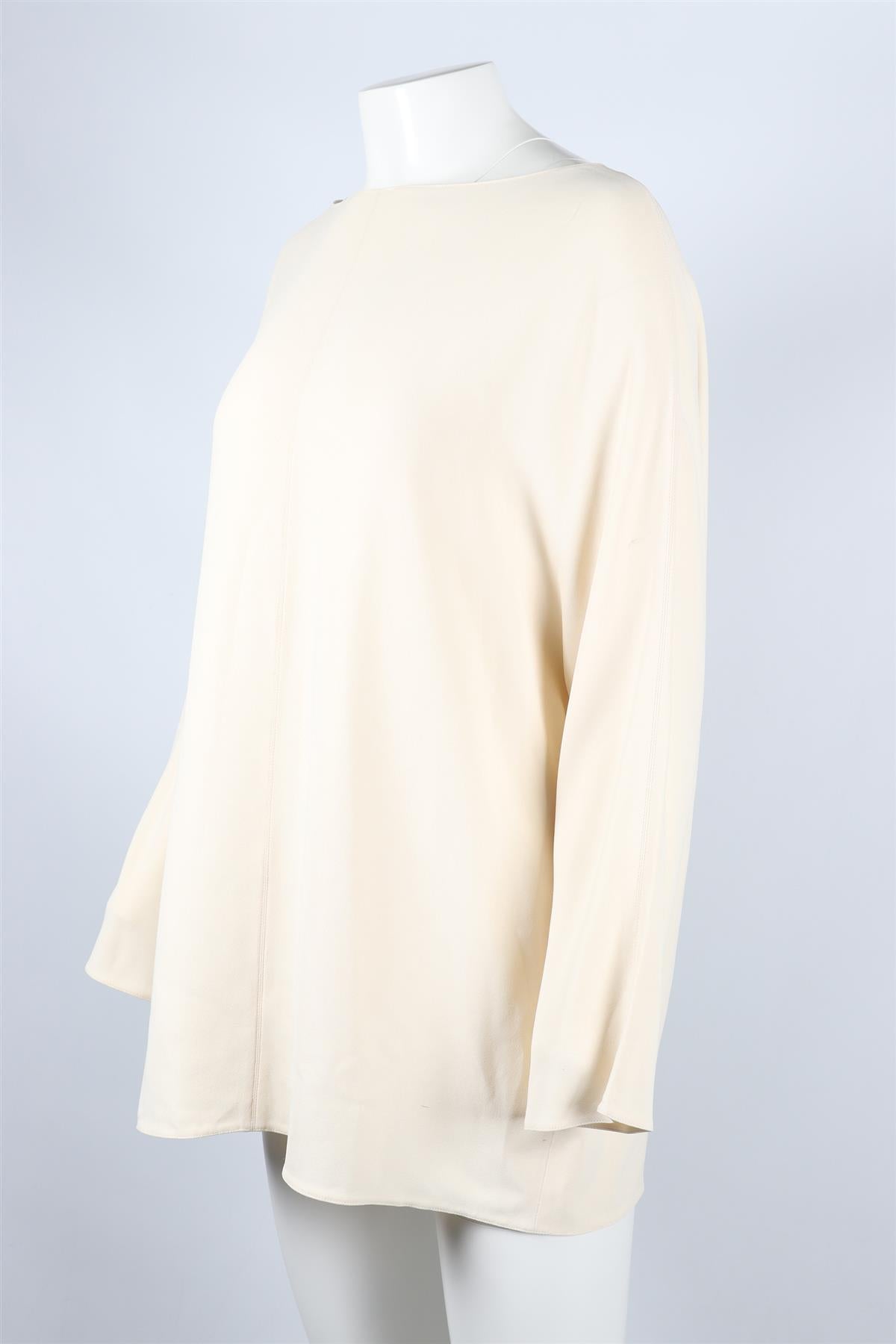 THE ROW CREAM CREPE TOP XSMALL
