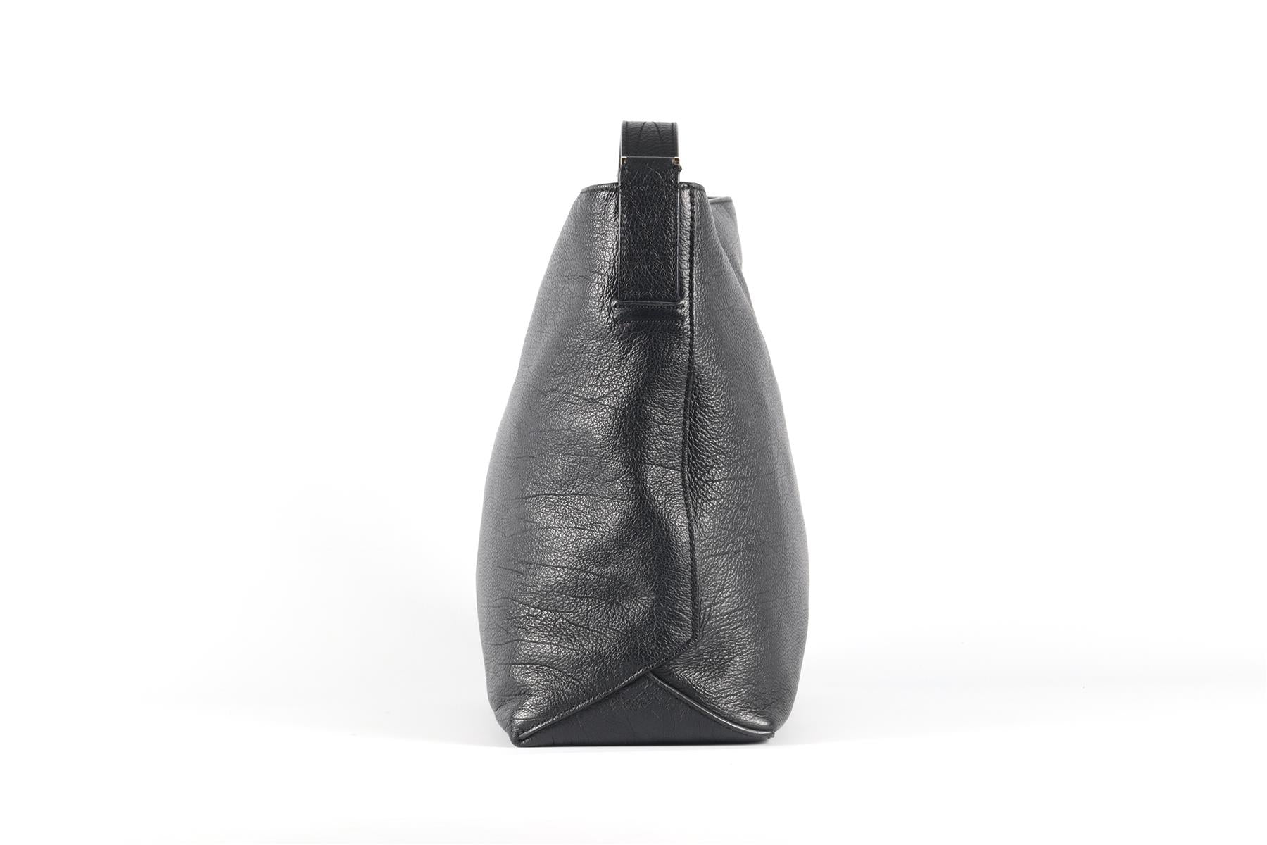 LANCEL BLACK LEATHER SHOULDER BAG