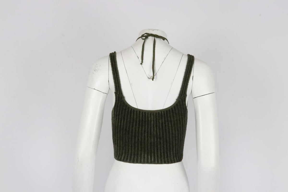ANDREADAMO CROPPED CUTOUT RIBBED KNIT TOP SMALL