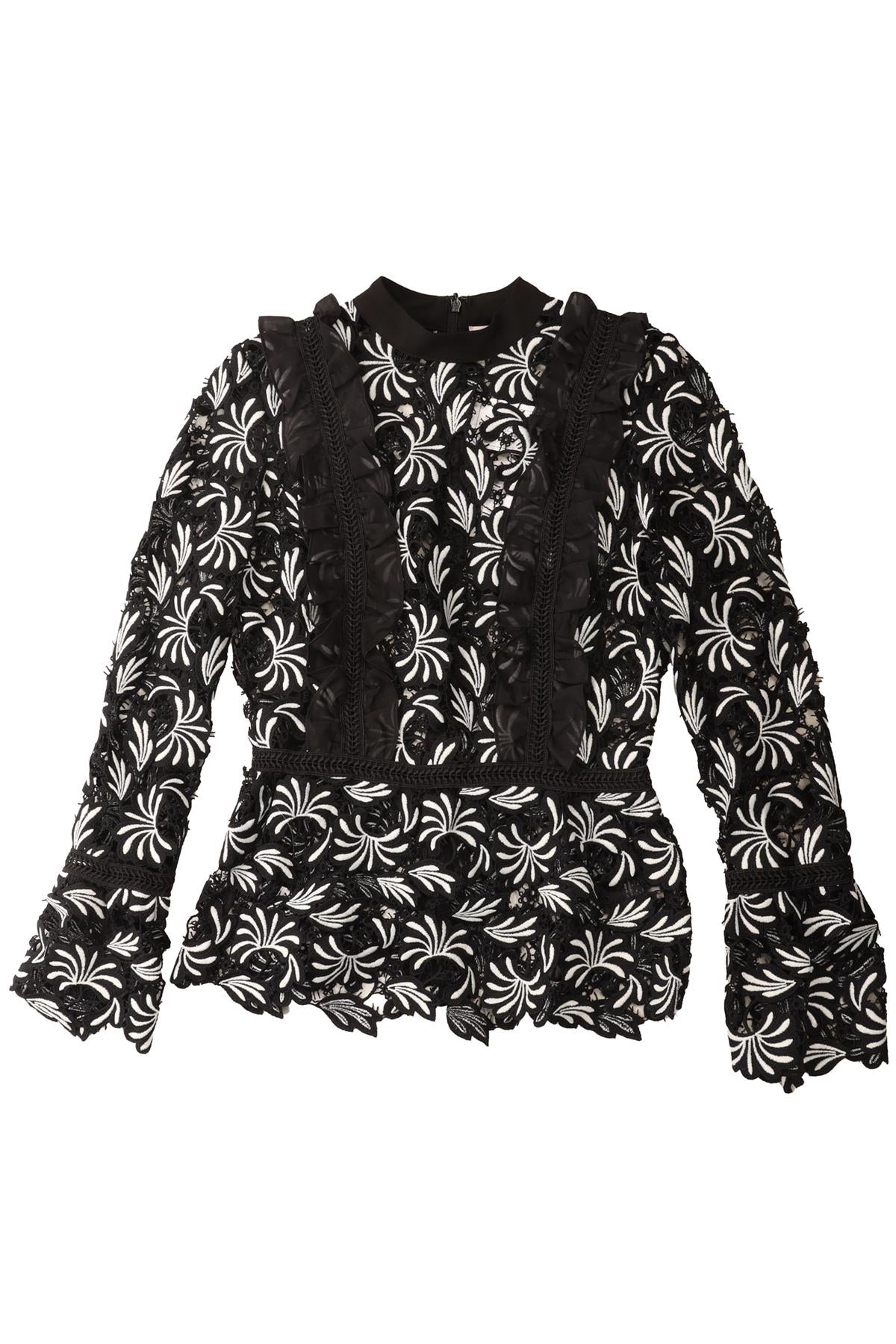SELF-PORTRAIT BLACK CROCHET TOP UK 8