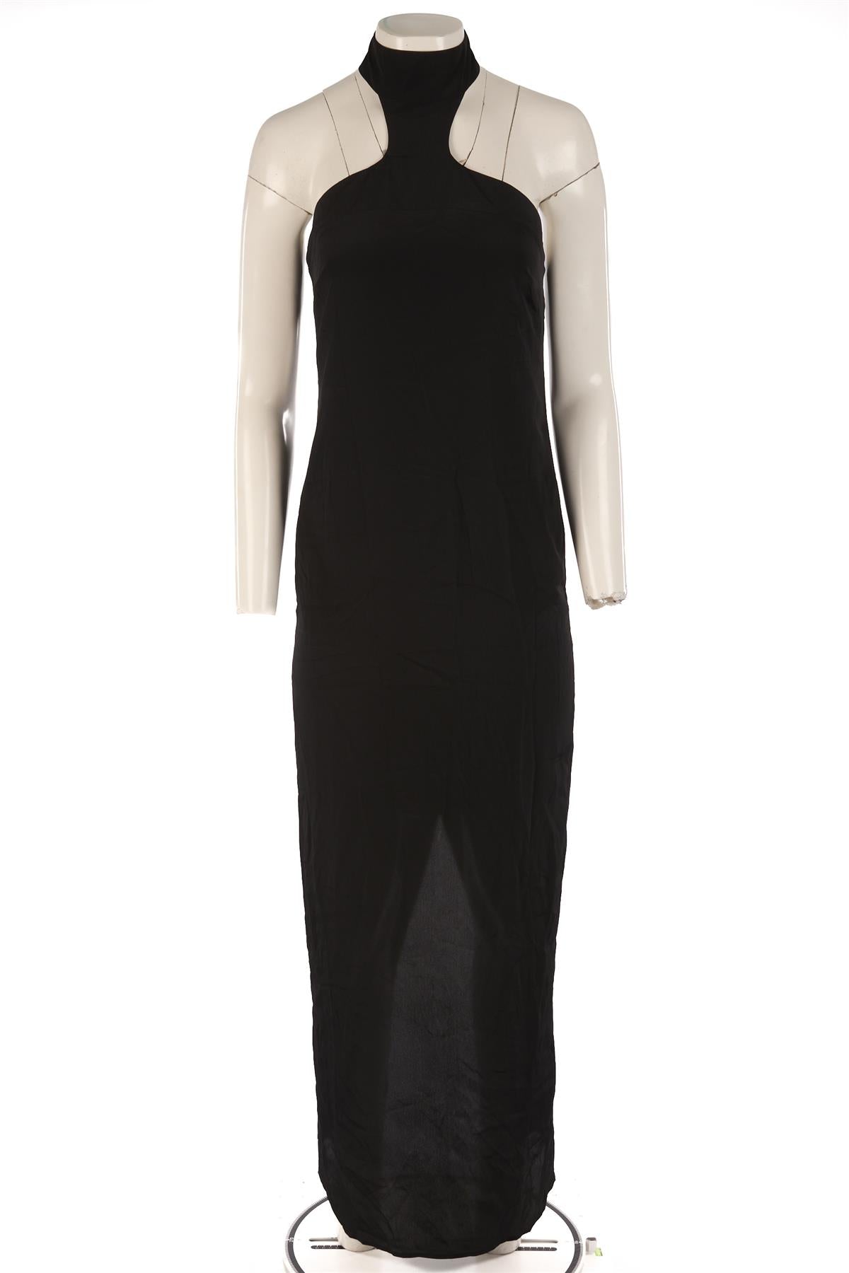 MÀGALA BLACK SILK MIDI DRESS SMALL