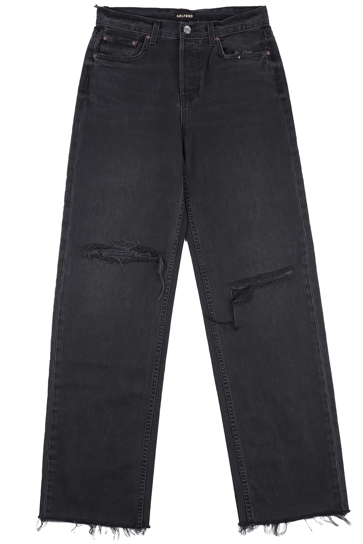 GRLFRND BLACK HIGH RISE STRAIGHT LEG JEANS W24 UK 6