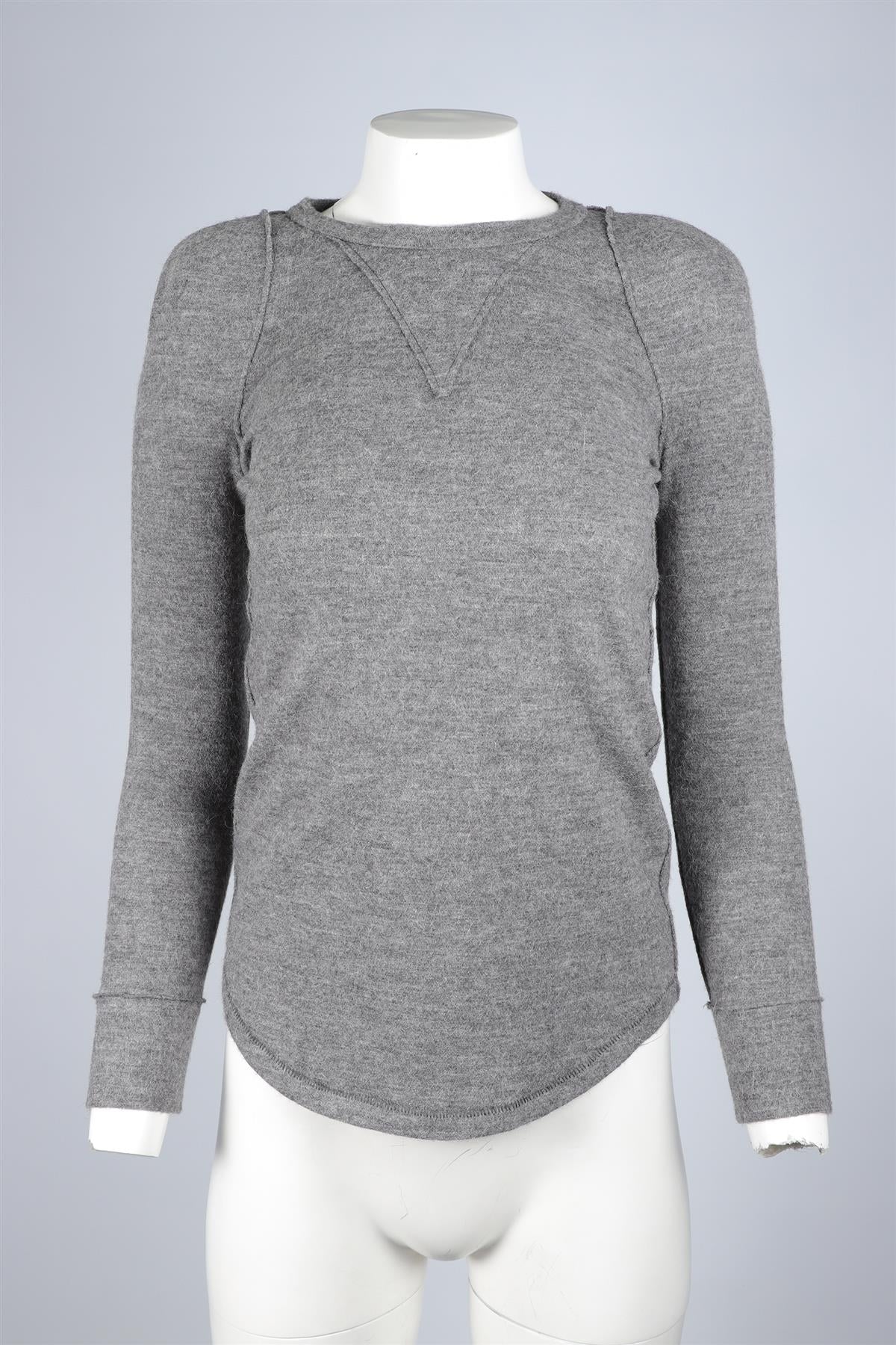 ISABEL MARANT GREY WOOL TOP UK 8