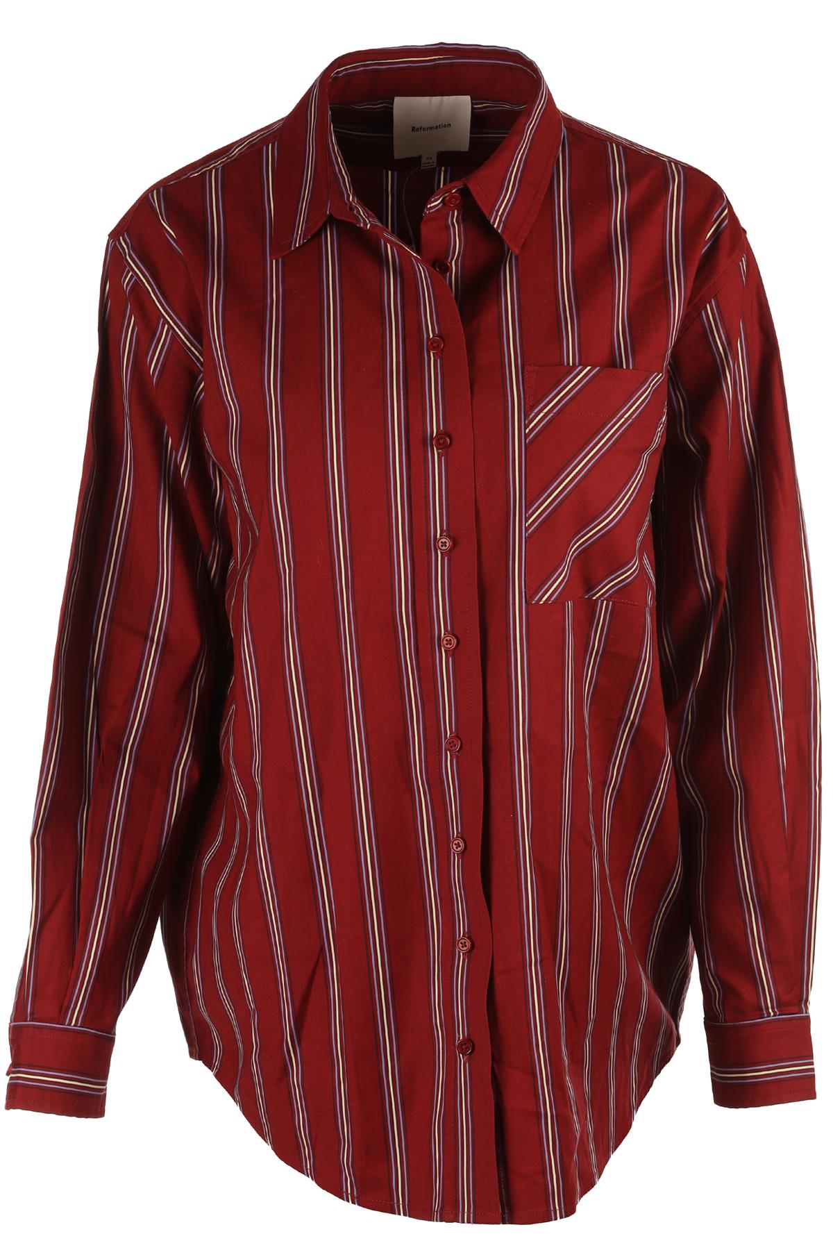 REFORMATION RED COTTON SHIRT XSMALL