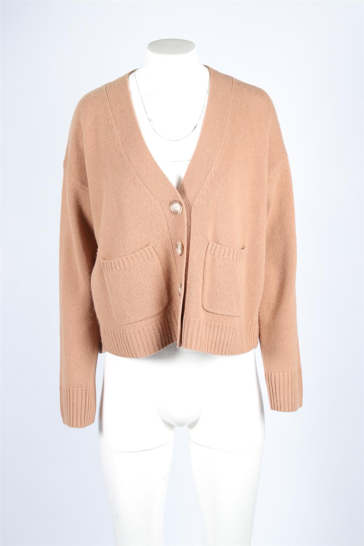 SEZANE TAN WOOL CARDIGAN MEDIUM