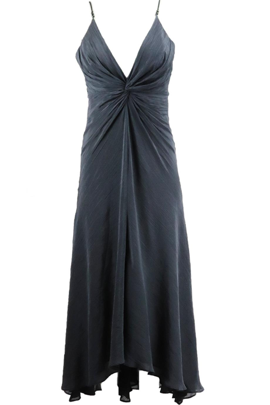 GALVAN LONDON TWIST FRONT CRINKLED SATIN MIDI DRESS UK 10