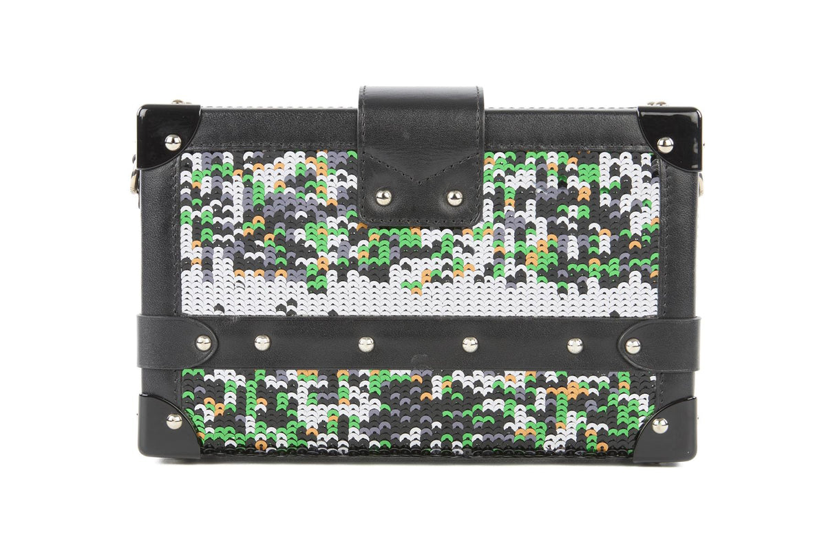 LOUIS VUITTON BLACK 2016 PETITE MALLE SEQUIN CLUTCH