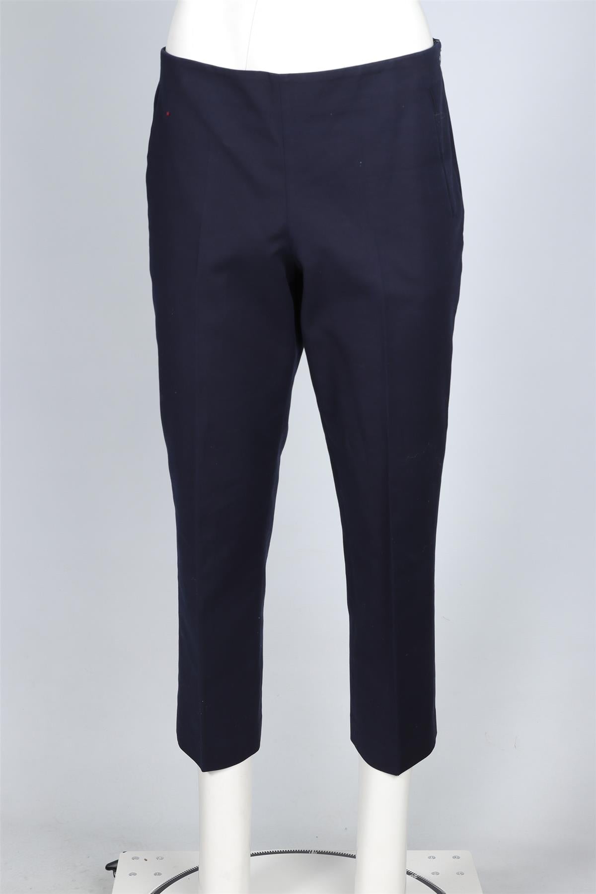 THE ROW NAVY COTTON STRAIGHT LEG PANTS US 10 UK 14