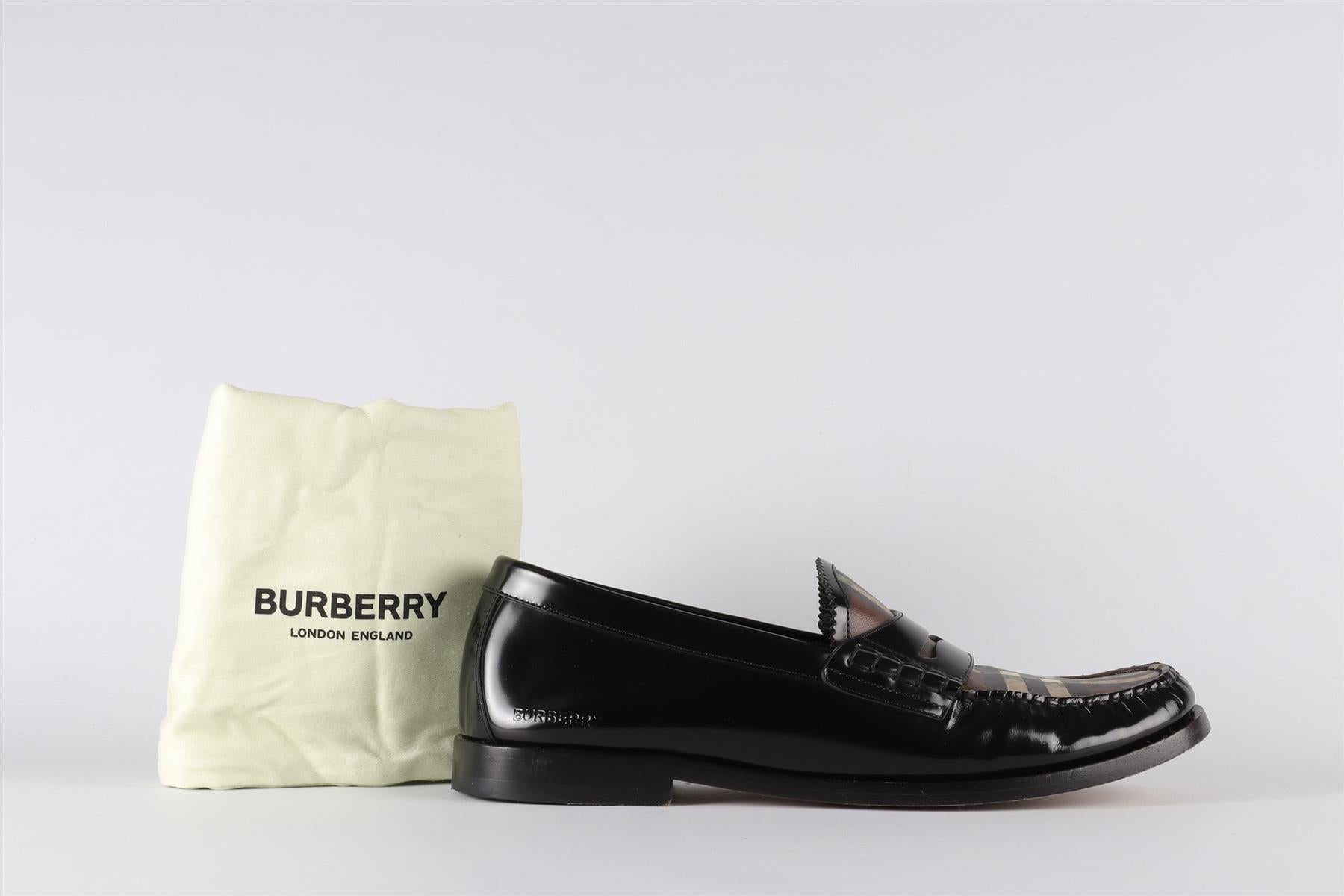 BURBERRY BLACK MEN'S LEATHER LOAFERS EU 41.5 UK 7.5 US 8.5