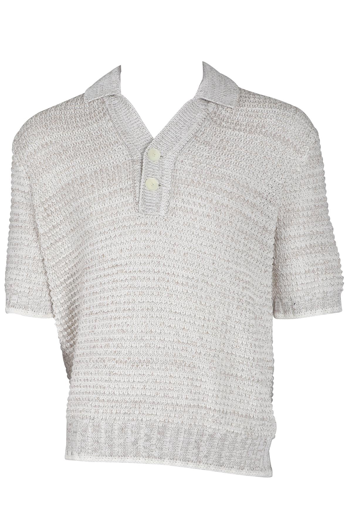 ZEGNA BEIGE MEN'S COTTON POLO SHIRT LARGE