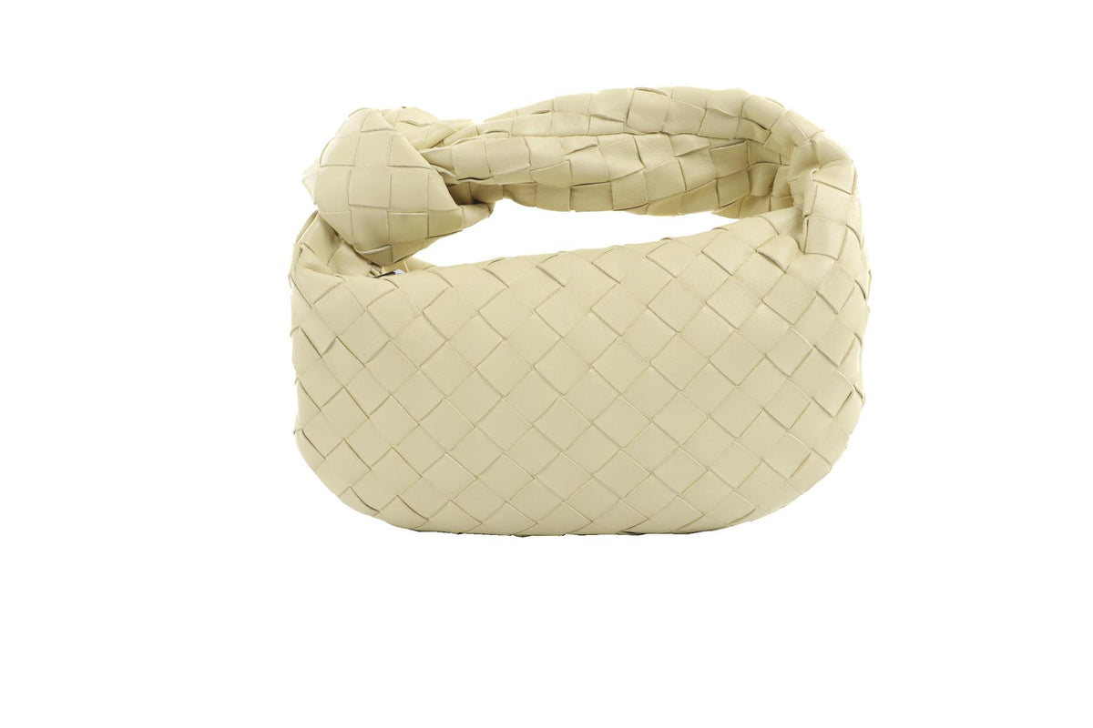 BOTTEGA VENETA YELLOW JODIE MINI INTRECCIATO LEATHER TOTE BAG
