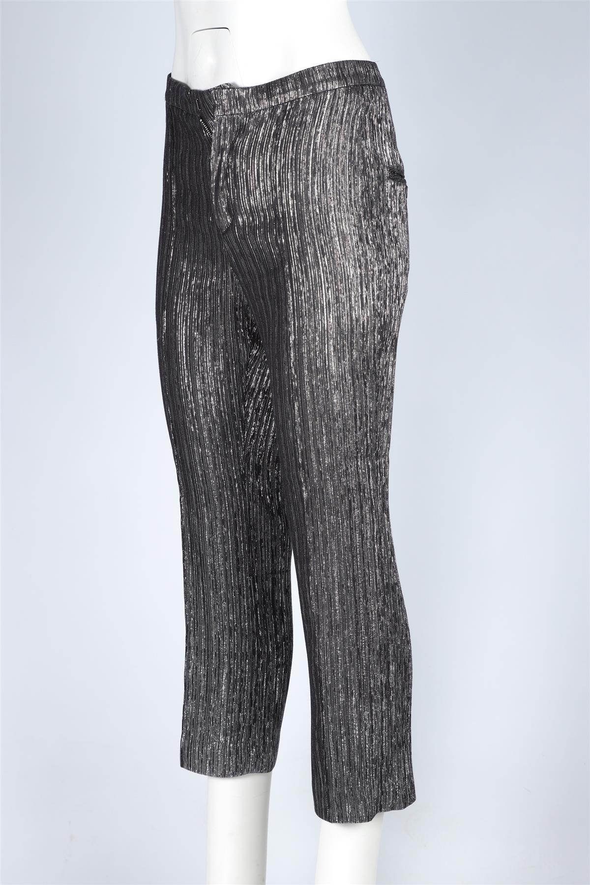 ISABEL MARANT SILVER LUREX STRAIGHT LEG PANTS FR 38 UK 10