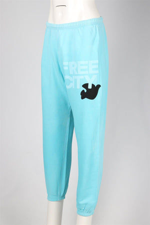 FREE CITY BLUE COTTON TRACK PANTS SMALL