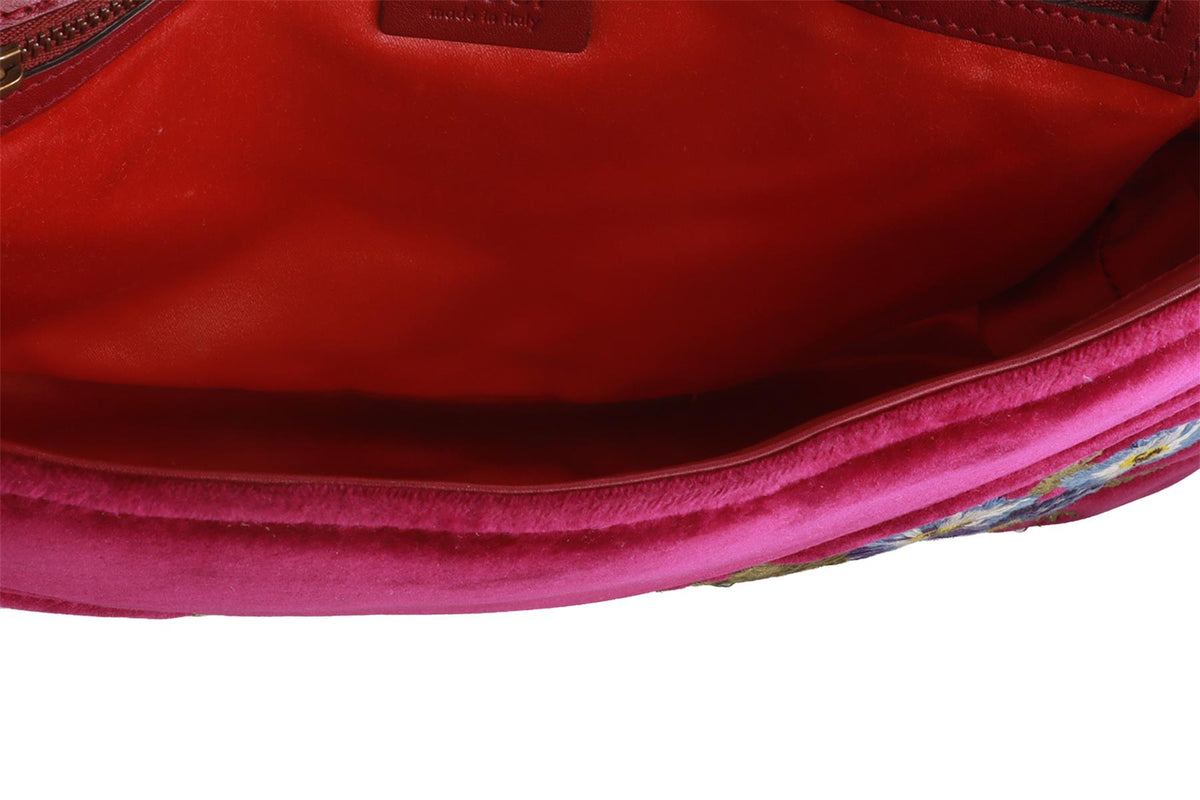 PURPLE MARMONT LARGE QUILTED VELVET SHOULDER BAG