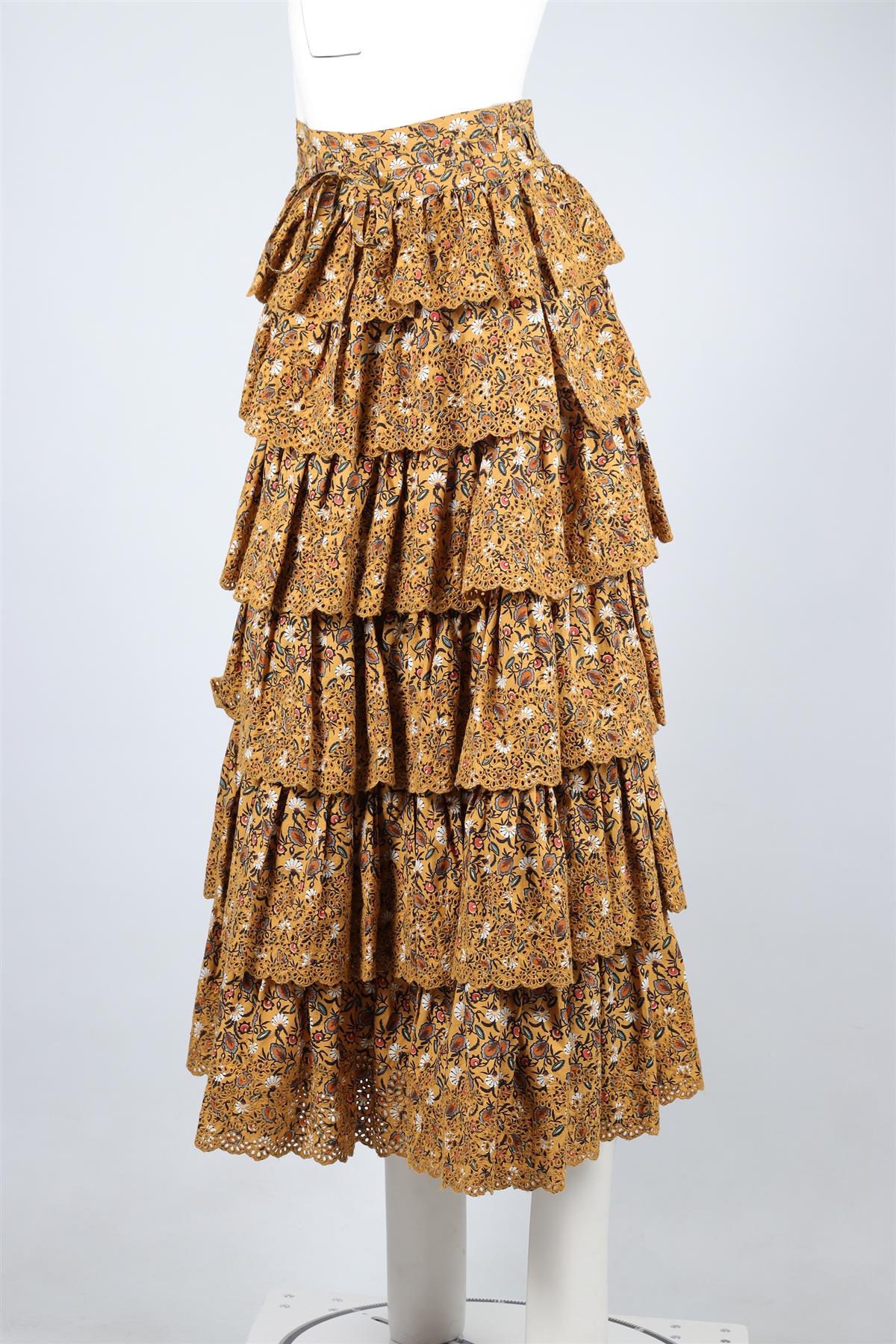 ULLA JOHNSON MUSTARD COTTON MAXI SKIRT US 2 UK 6