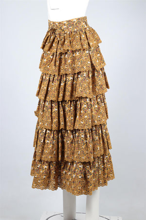 ULLA JOHNSON MUSTARD COTTON MAXI SKIRT US 2 UK 6