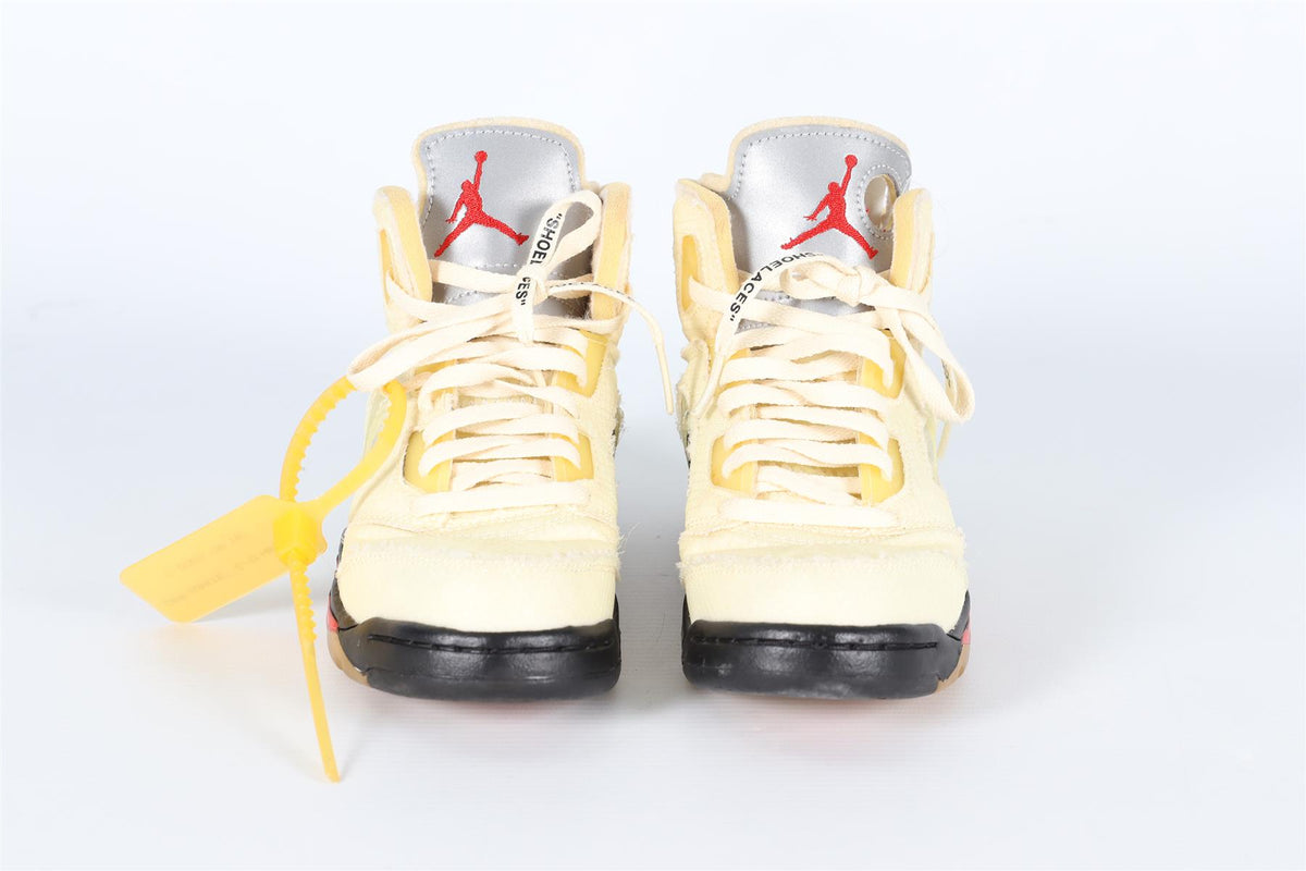 OFF-WHITE + AIR JORDAN KIDS BOYS YELLOW 5 RETRO SAIL SNEAKERS EU 31.5 UK 12.5-13