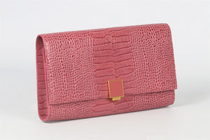 SMYTHSON OF BOND STREET PINK CROC EFFECT LEATHER TRAVEL WALLET