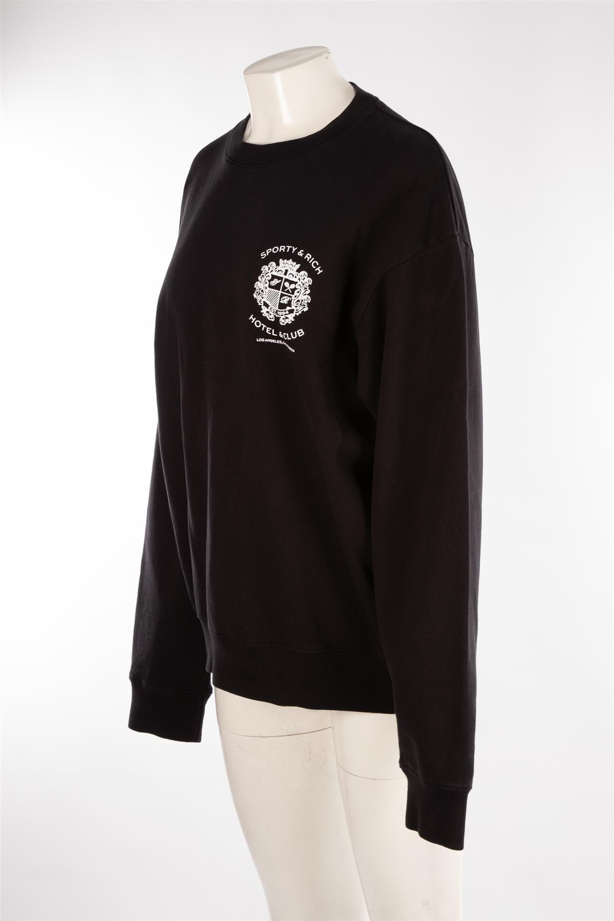SPORTY & RICH BLACK COTTON SWEATSHIRT MEDIUM