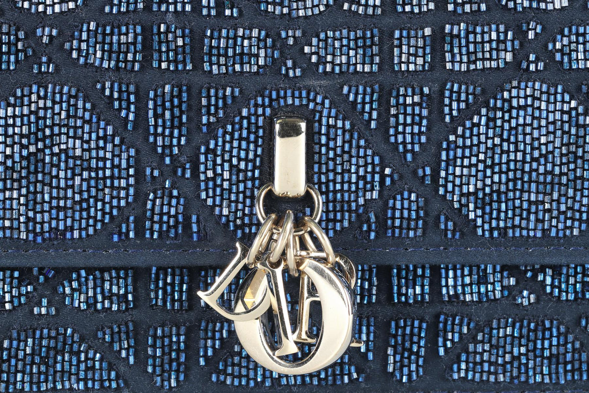 CHRISTIAN DIOR BLUE MY DIOR MINI BEAD AND SATIN CLUTCH