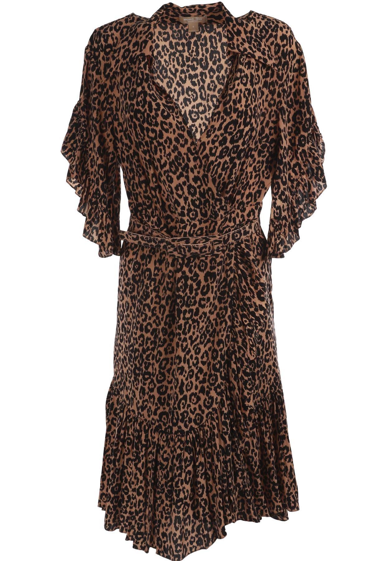 MICHAEL KORS COLLECTION BROWN SILK MIDI DRESS US 6 UK 10