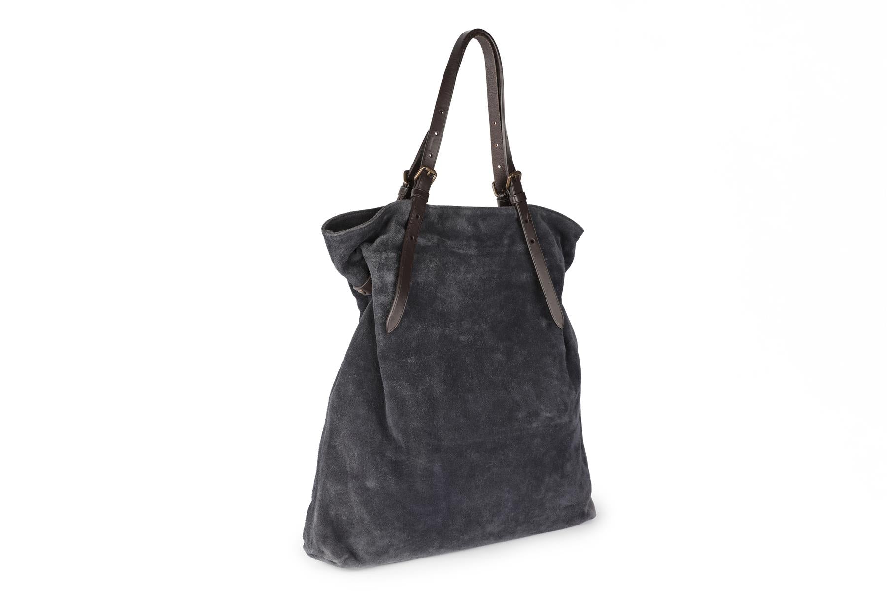 TOMAS MAIER NAVY SUEDE TOTE BAG